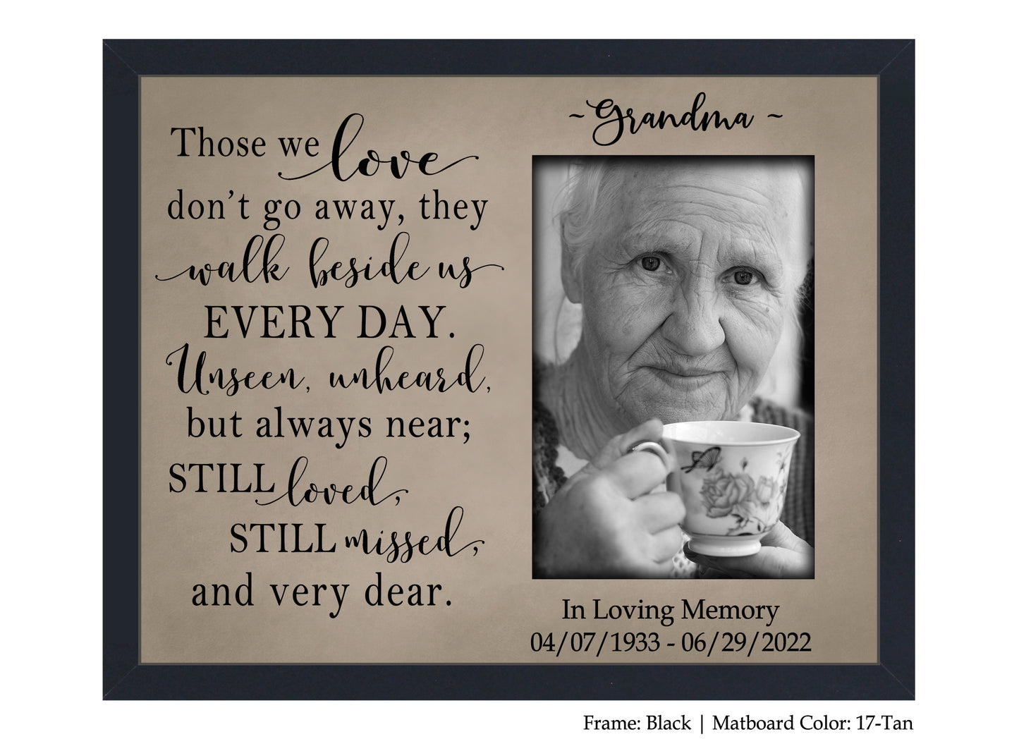 Memorial picture frame for loss of loved one, 8x10 Picture Frame MatboardMemories   