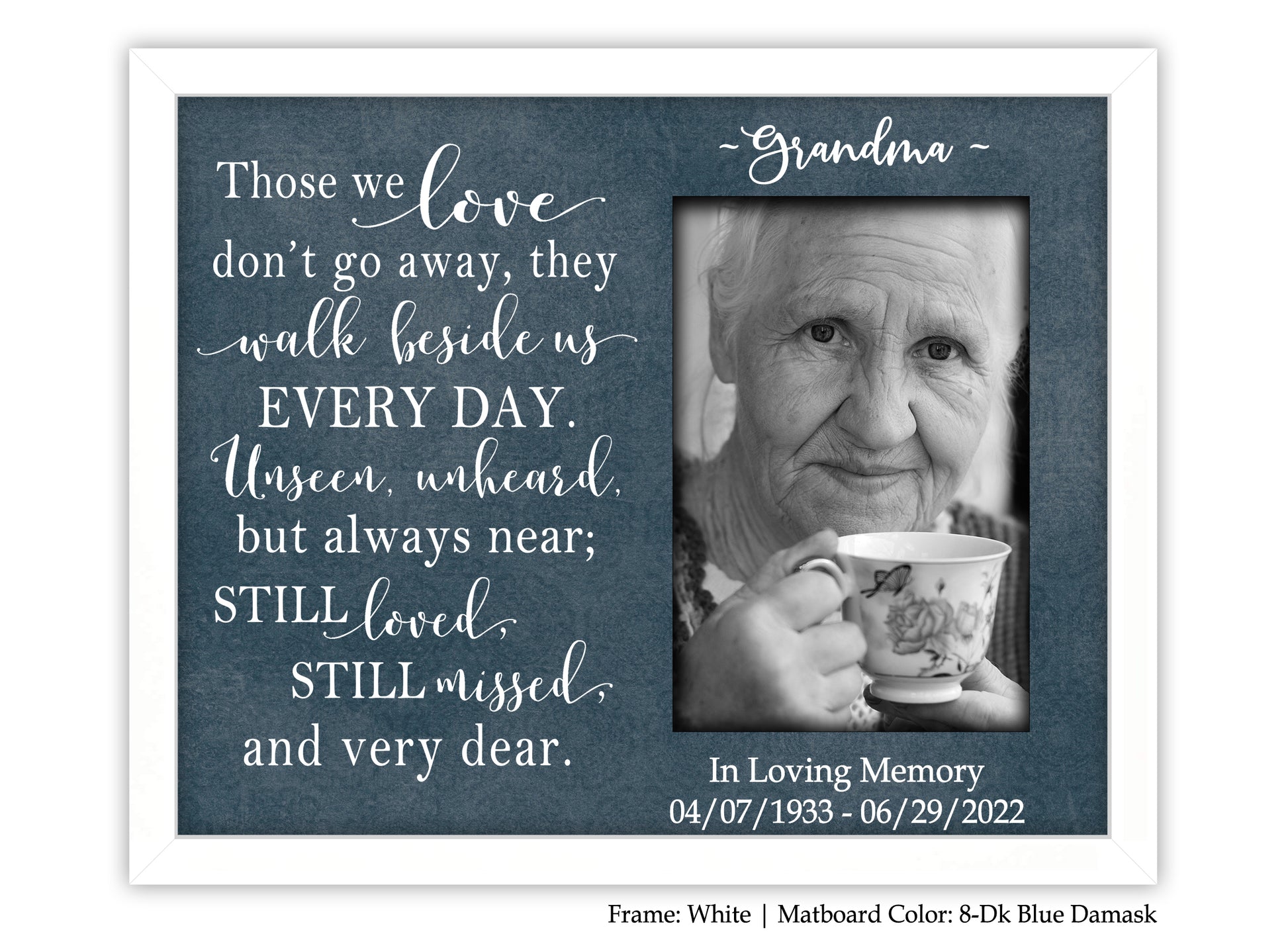 Memorial picture frame for loss of loved one, 8x10 Picture Frame MatboardMemories   