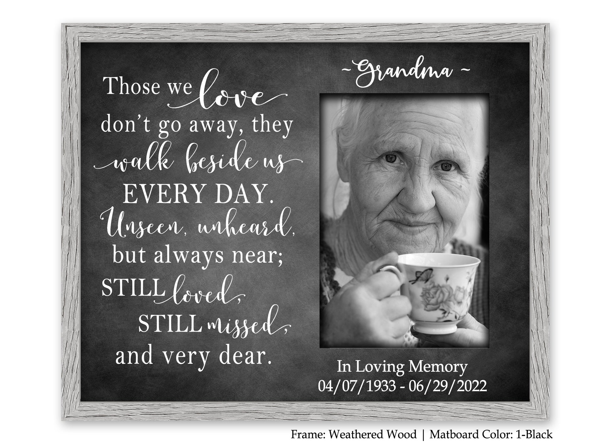 Memorial picture frame for loss of loved one, 8x10 Picture Frame MatboardMemories   