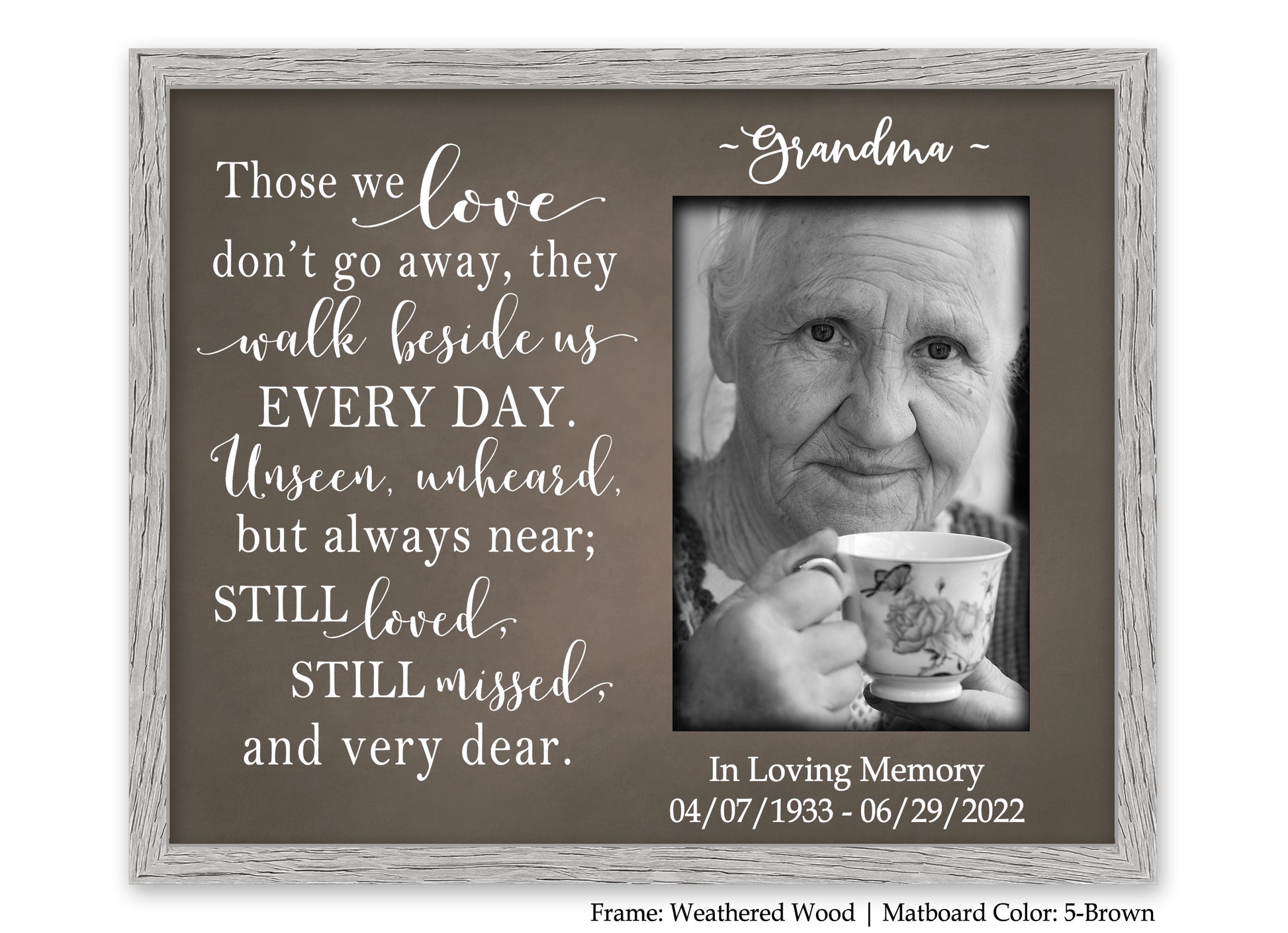 Memorial picture frame for loss of loved one, 8x10 Picture Frame MatboardMemories   