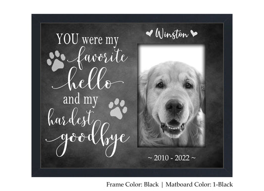 Dog or Cat Memorial Picture Frame Personalized, 8x10 Picture Frame Matboard Memories   