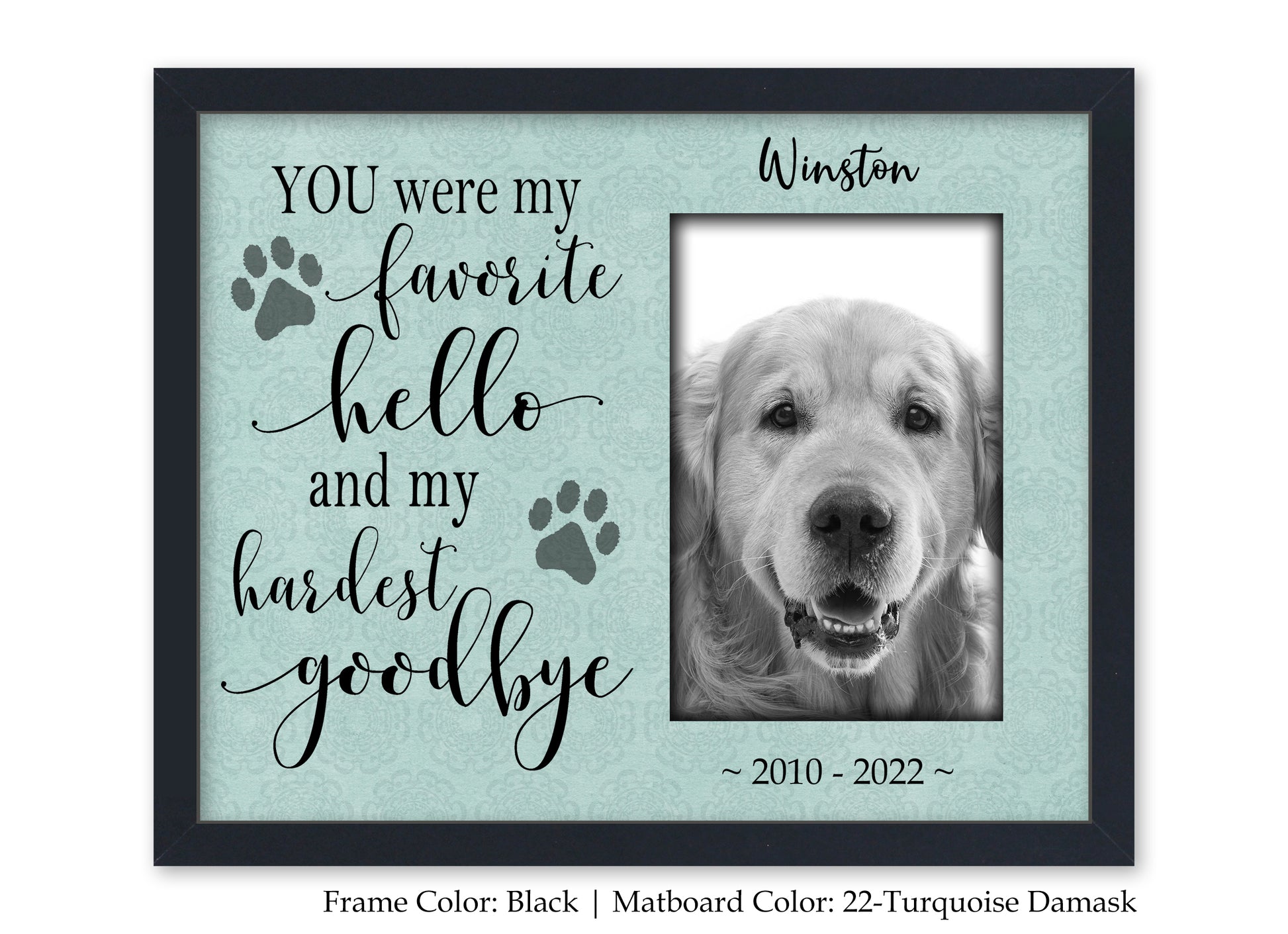 Dog or Cat Memorial Picture Frame Personalized, 8x10 Picture Frame Matboard Memories   