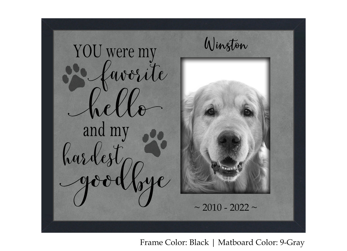 Dog or Cat Memorial Picture Frame Personalized, 8x10 Picture Frame Matboard Memories   