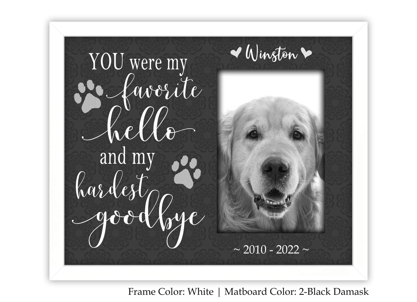 Dog or Cat Memorial Picture Frame Personalized, 8x10 Picture Frame Matboard Memories   