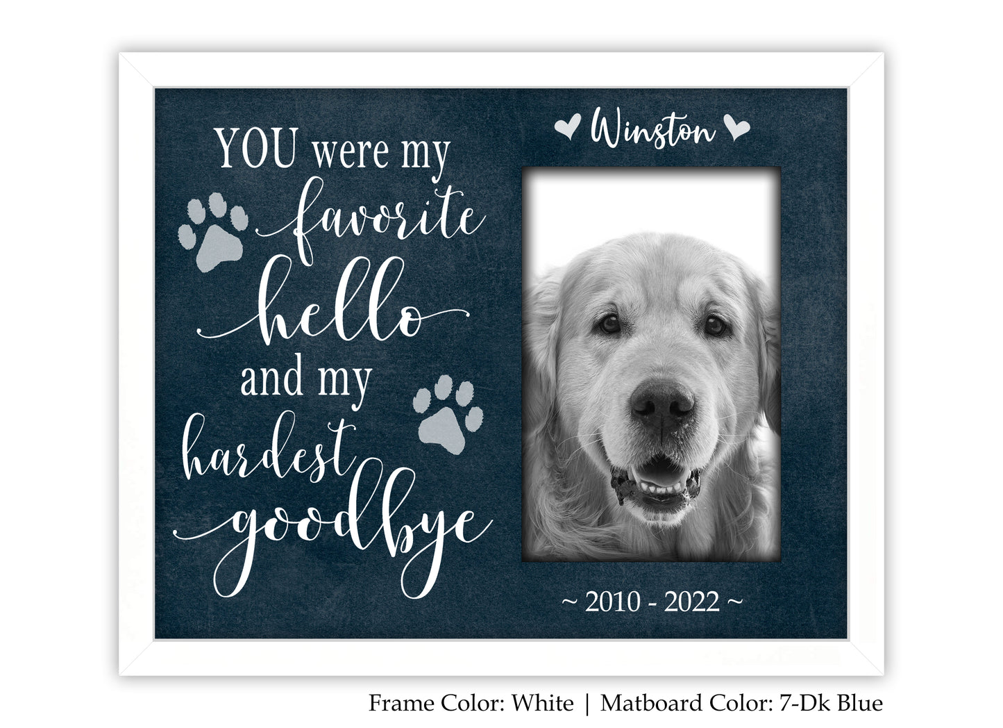 Dog or Cat Memorial Picture Frame Personalized, 8x10 Picture Frame Matboard Memories   