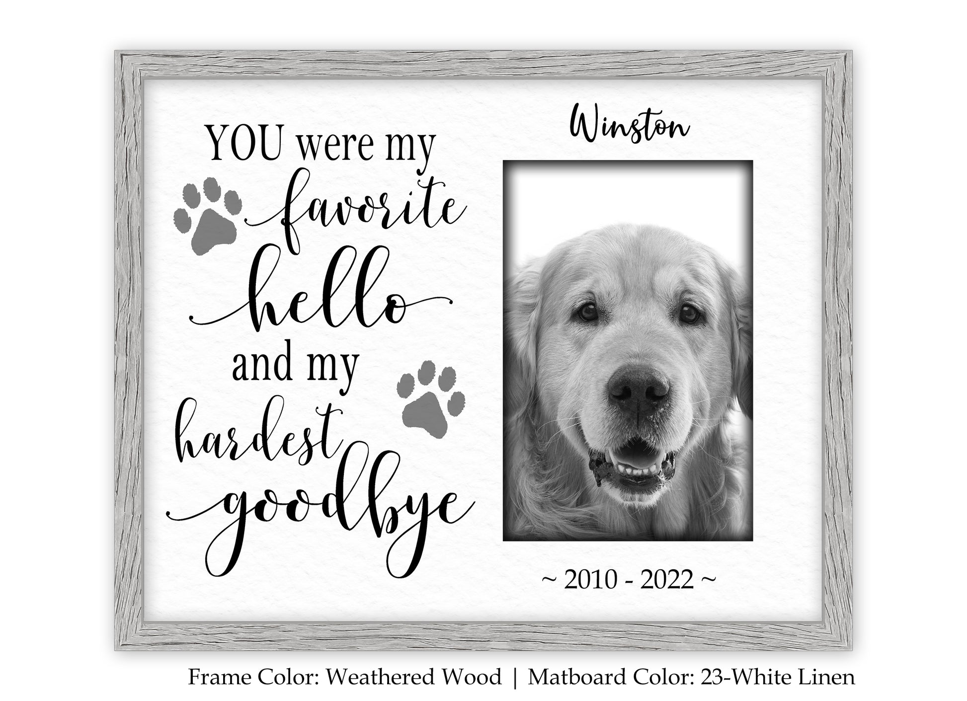 Dog or Cat Memorial Picture Frame Personalized, 8x10 Picture Frame Matboard Memories   