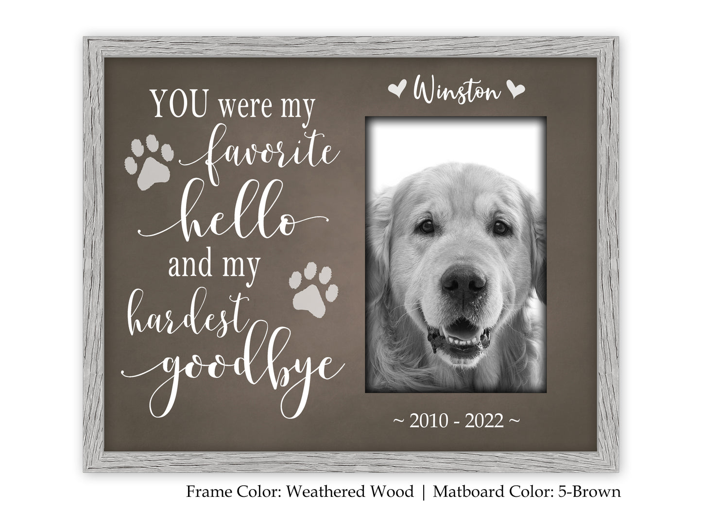 Dog or Cat Memorial Picture Frame Personalized, 8x10 Picture Frame Matboard Memories   