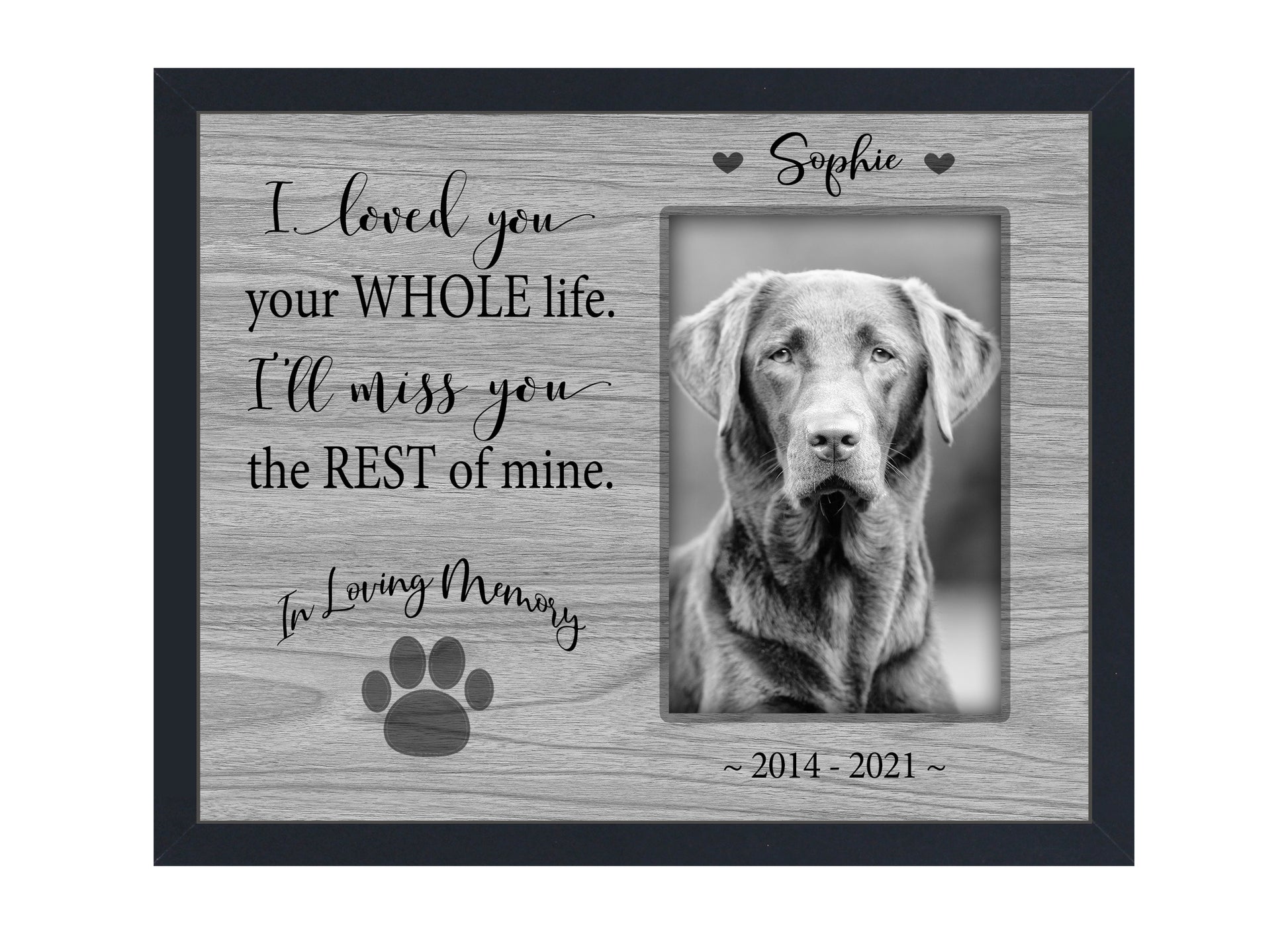 Pet Loss Gifts, Picture Frame for Dog or Cat Memorial, 8x10 Picture Frame Matboard Memories   