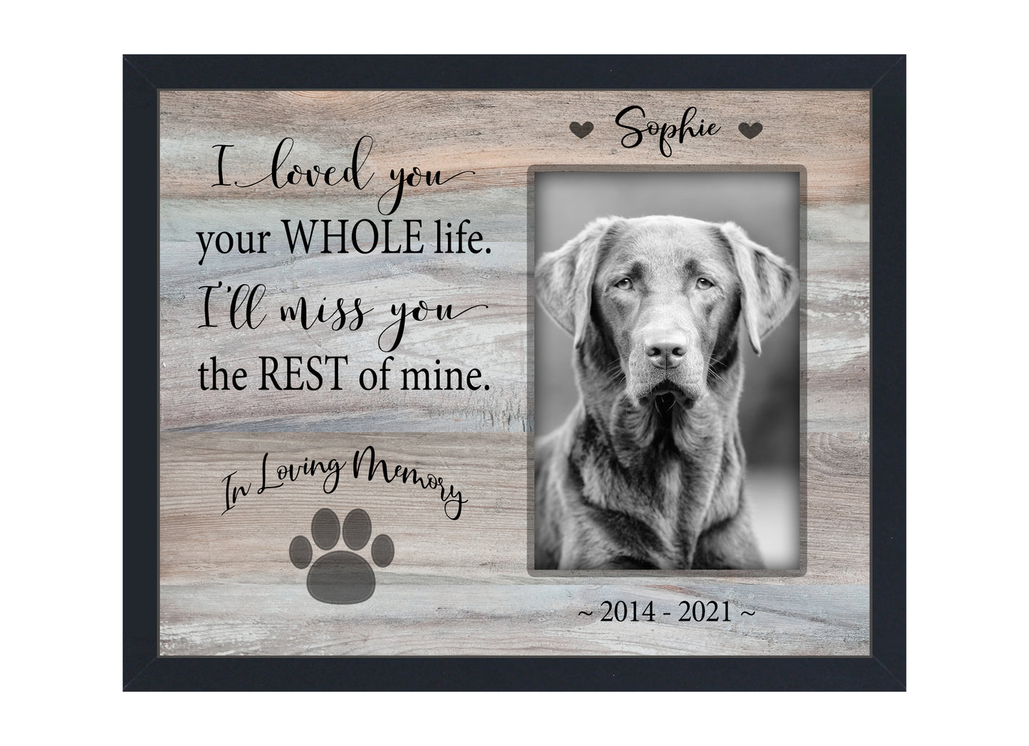 Pet Loss Gifts, Picture Frame for Dog or Cat Memorial, 8x10 Picture Frame Matboard Memories   