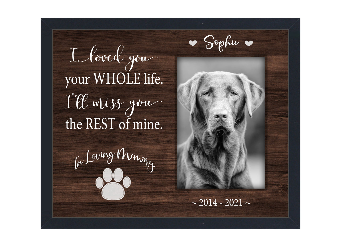 Pet Loss Gifts, Picture Frame for Dog or Cat Memorial, 8x10 Picture Frame Matboard Memories   