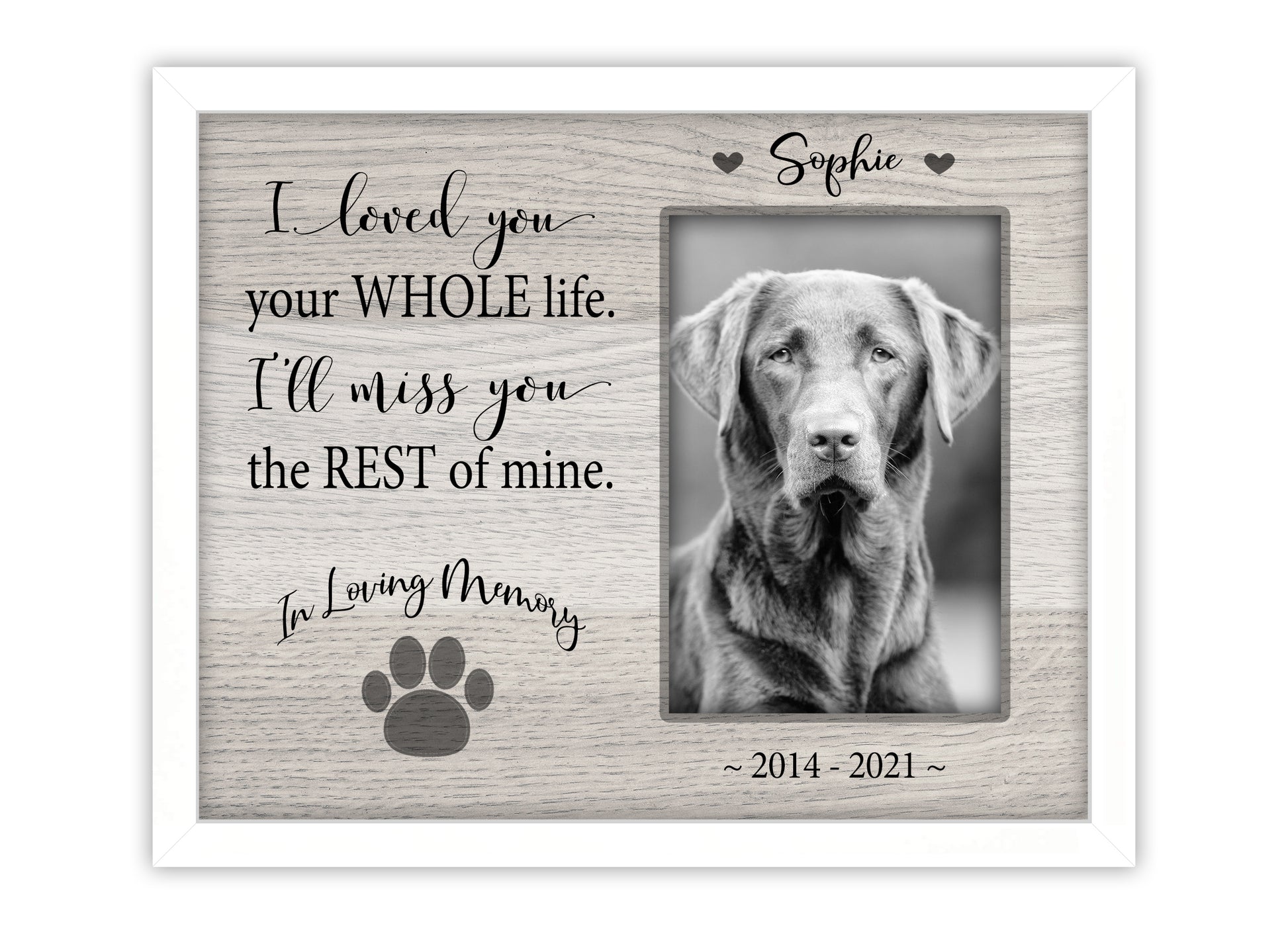 Pet Loss Gifts, Picture Frame for Dog or Cat Memorial, 8x10 Picture Frame Matboard Memories   