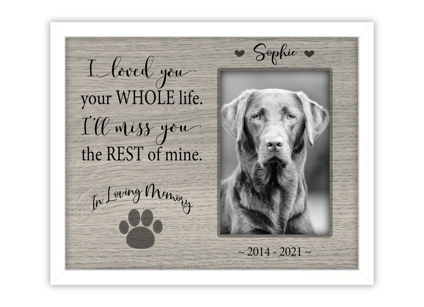 Pet Loss Gifts, Picture Frame for Dog or Cat Memorial, 8x10 Picture Frame Matboard Memories   