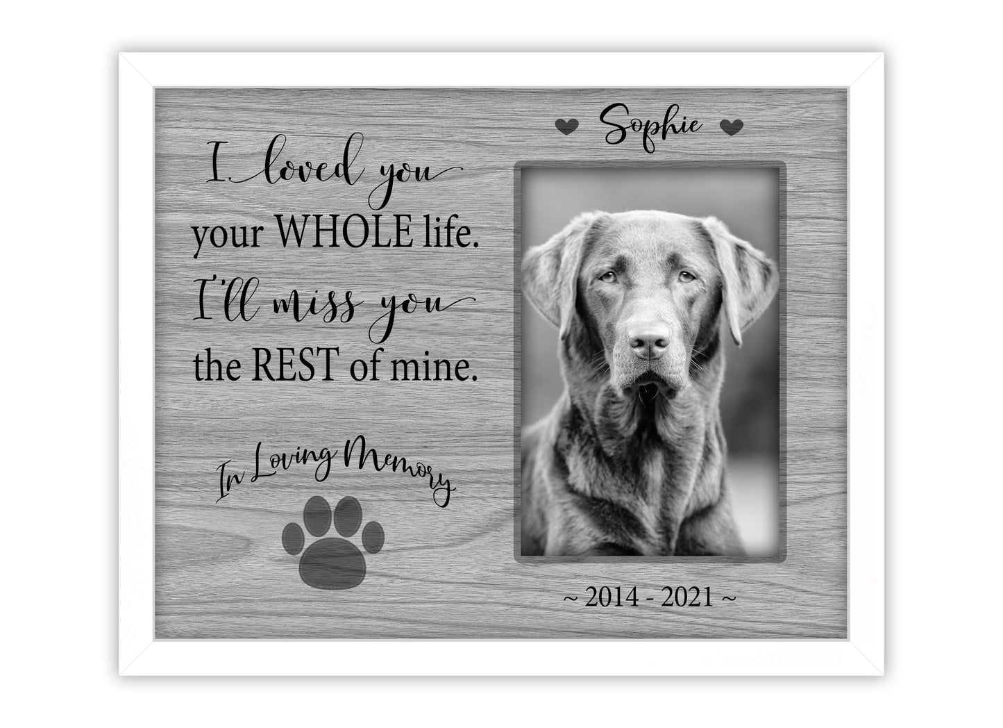 Pet Loss Gifts, Picture Frame for Dog or Cat Memorial, 8x10 Picture Frame Matboard Memories   