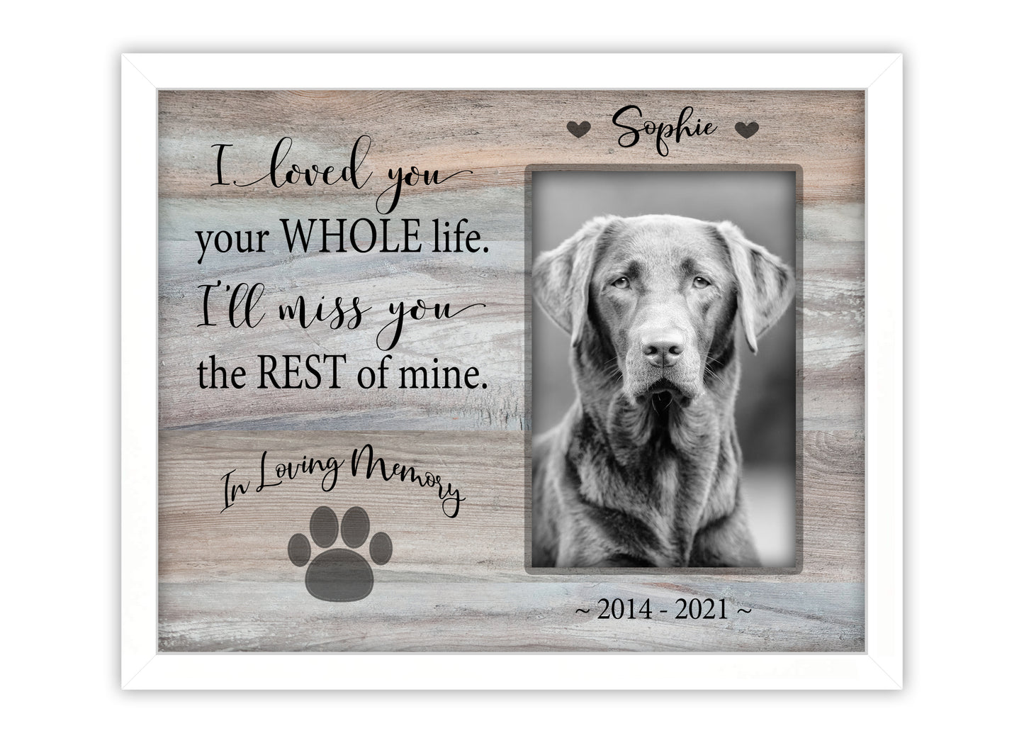 Pet Loss Gifts, Picture Frame for Dog or Cat Memorial, 8x10 Picture Frame Matboard Memories   