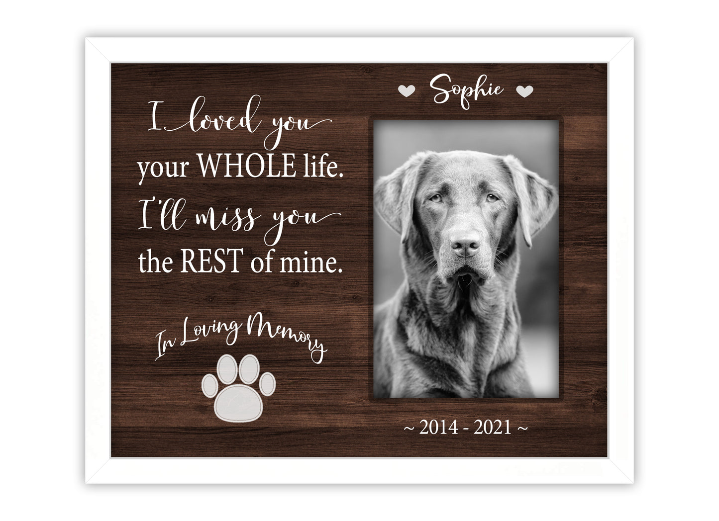 Pet Loss Gifts, Picture Frame for Dog or Cat Memorial, 8x10 Picture Frame Matboard Memories   