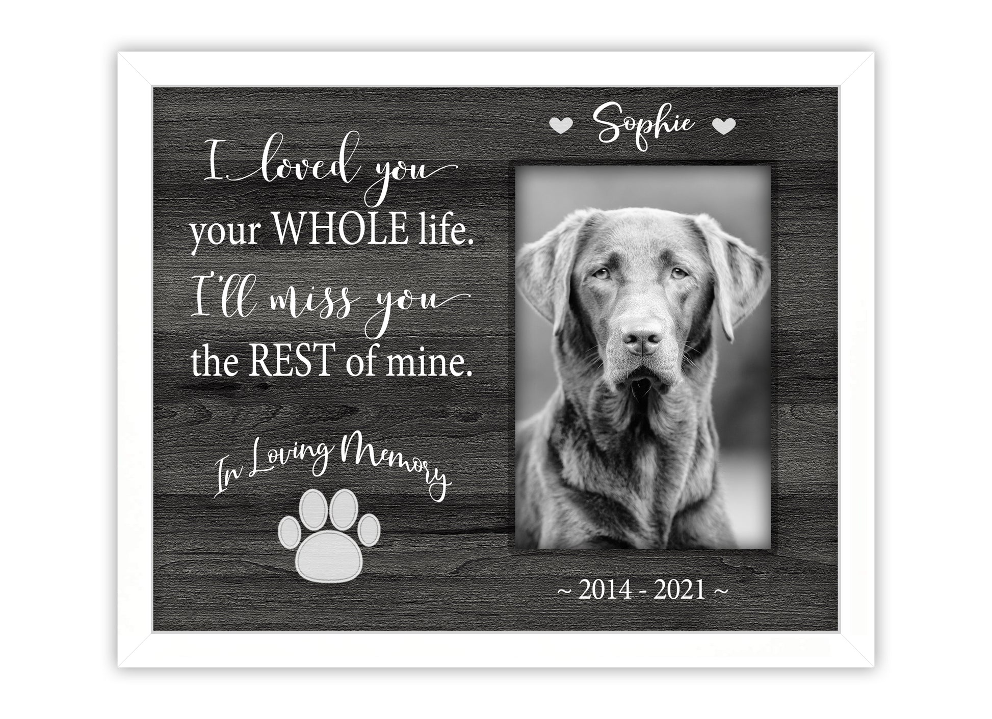 Pet Loss Gifts, Picture Frame for Dog or Cat Memorial, 8x10 Picture Frame Matboard Memories   