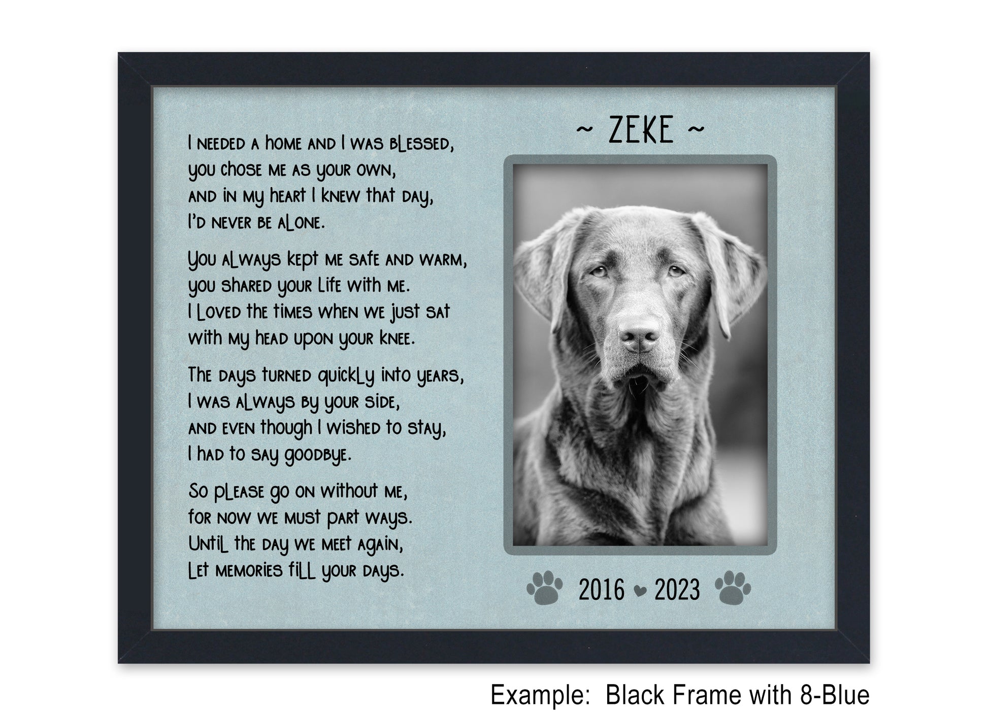 Dog Bereavement Picture Frame, Pet Loss Memorial Gift, 8x10 Picture Frame Matboard Memories   