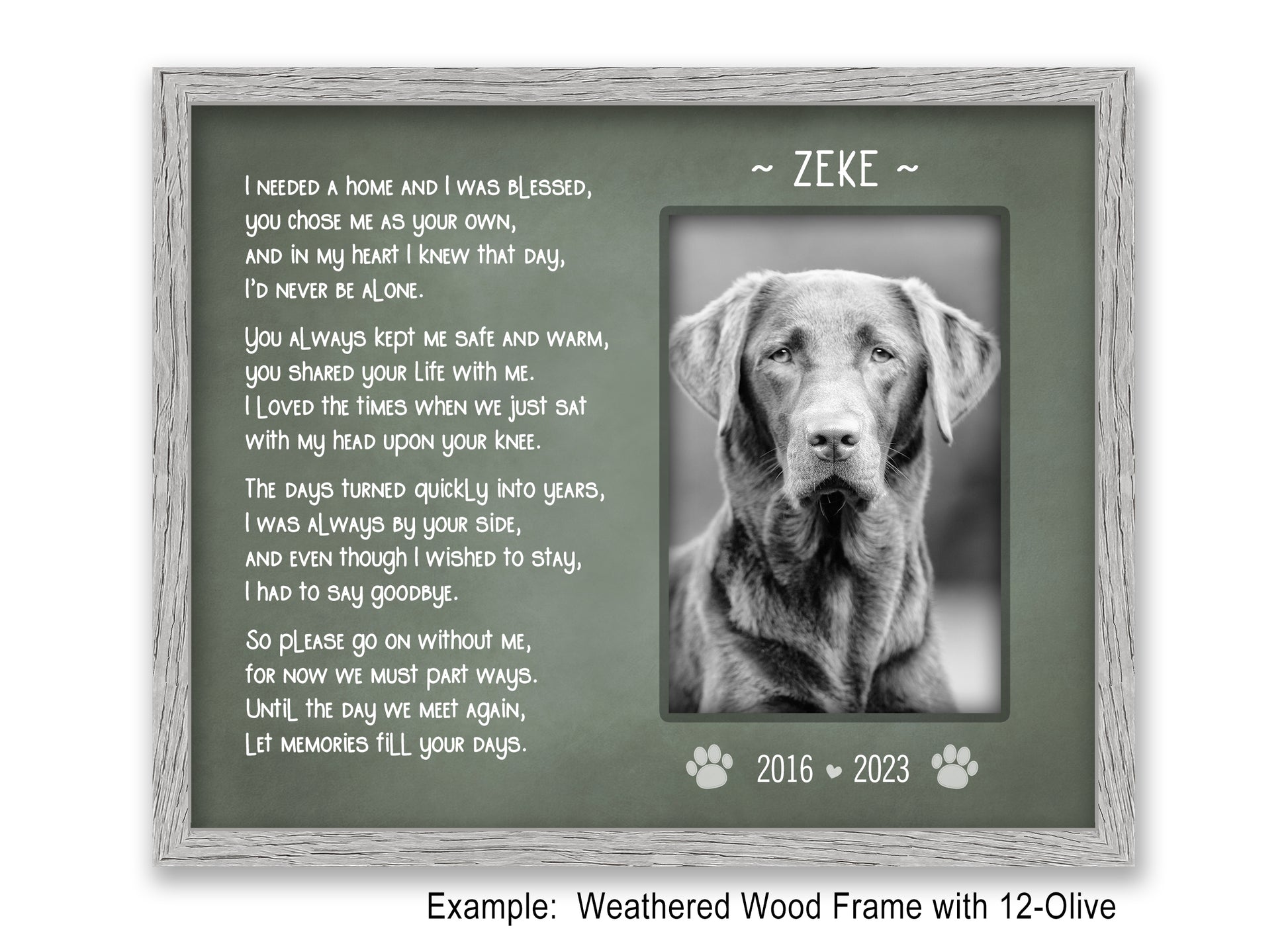 Dog Bereavement Picture Frame, Pet Loss Memorial Gift, 8x10 Picture Frame Matboard Memories   