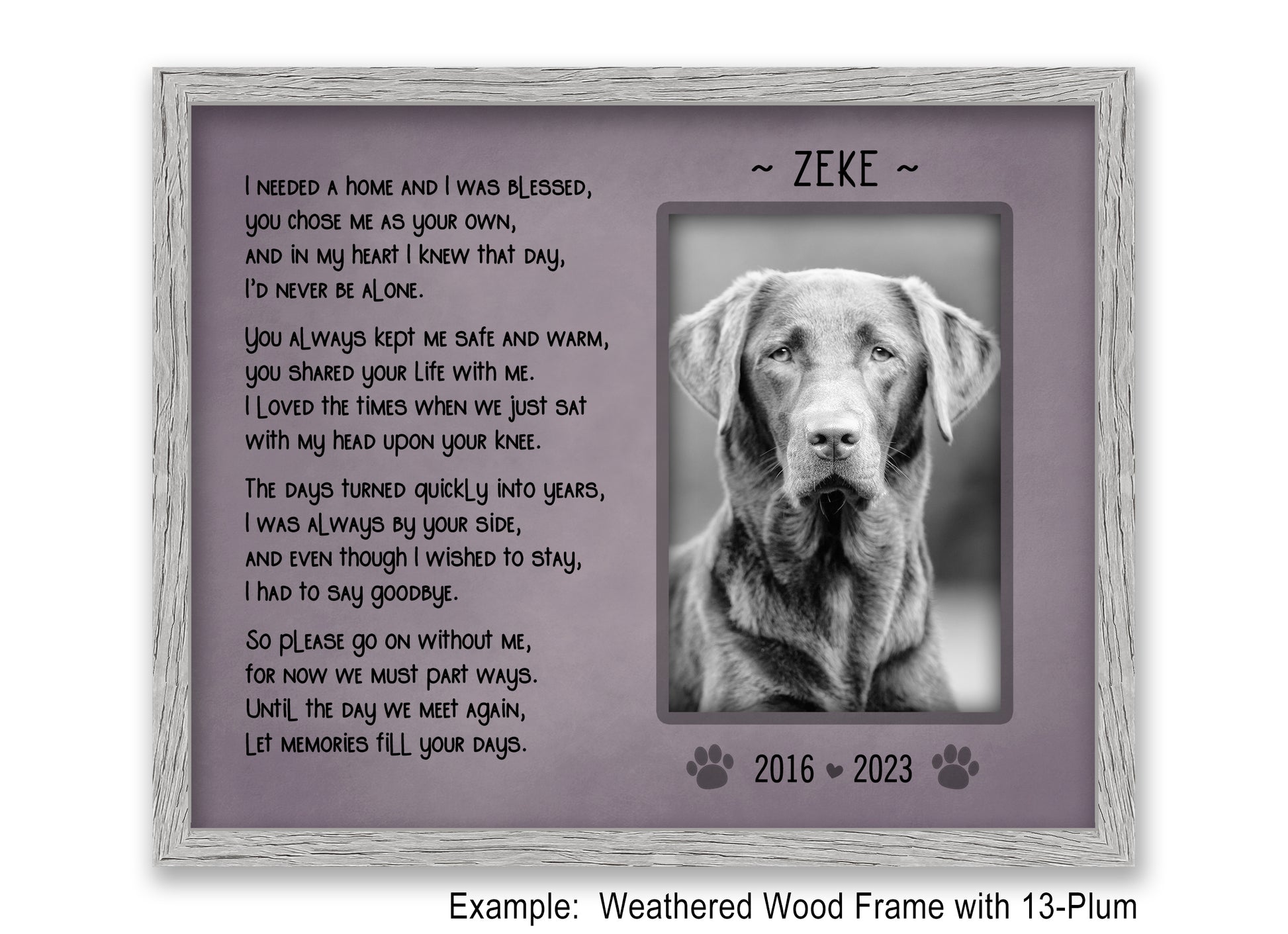 Dog Bereavement Picture Frame, Pet Loss Memorial Gift, 8x10 Picture Frame Matboard Memories   