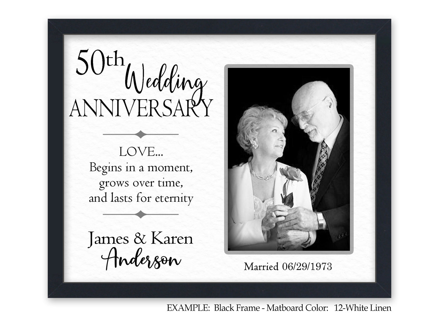 Personalized 50th Wedding Anniversary Frame, 25th, 40th, 8x10 Picture Frame MatboardMemories   