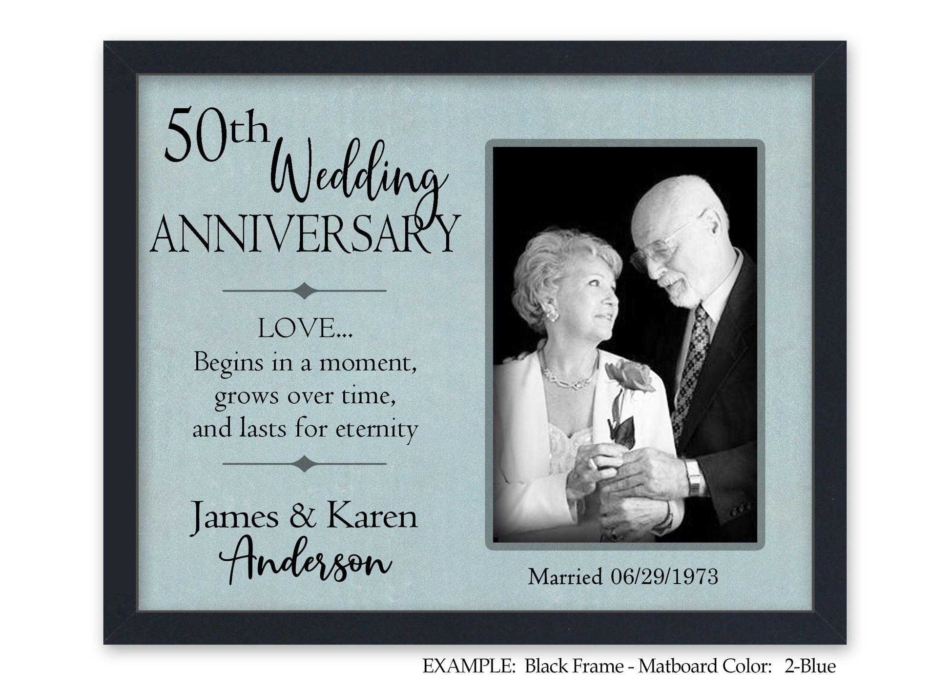 Personalized 50th Wedding Anniversary Frame, 25th, 40th, 8x10 Picture Frame MatboardMemories   