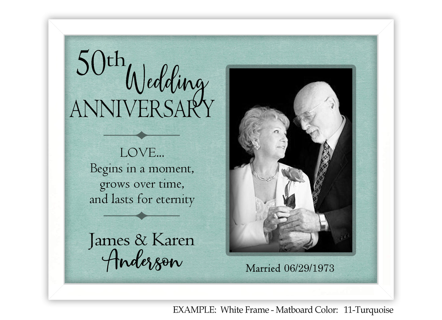 Personalized 50th Wedding Anniversary Frame, 25th, 40th, 8x10 Picture Frame MatboardMemories   