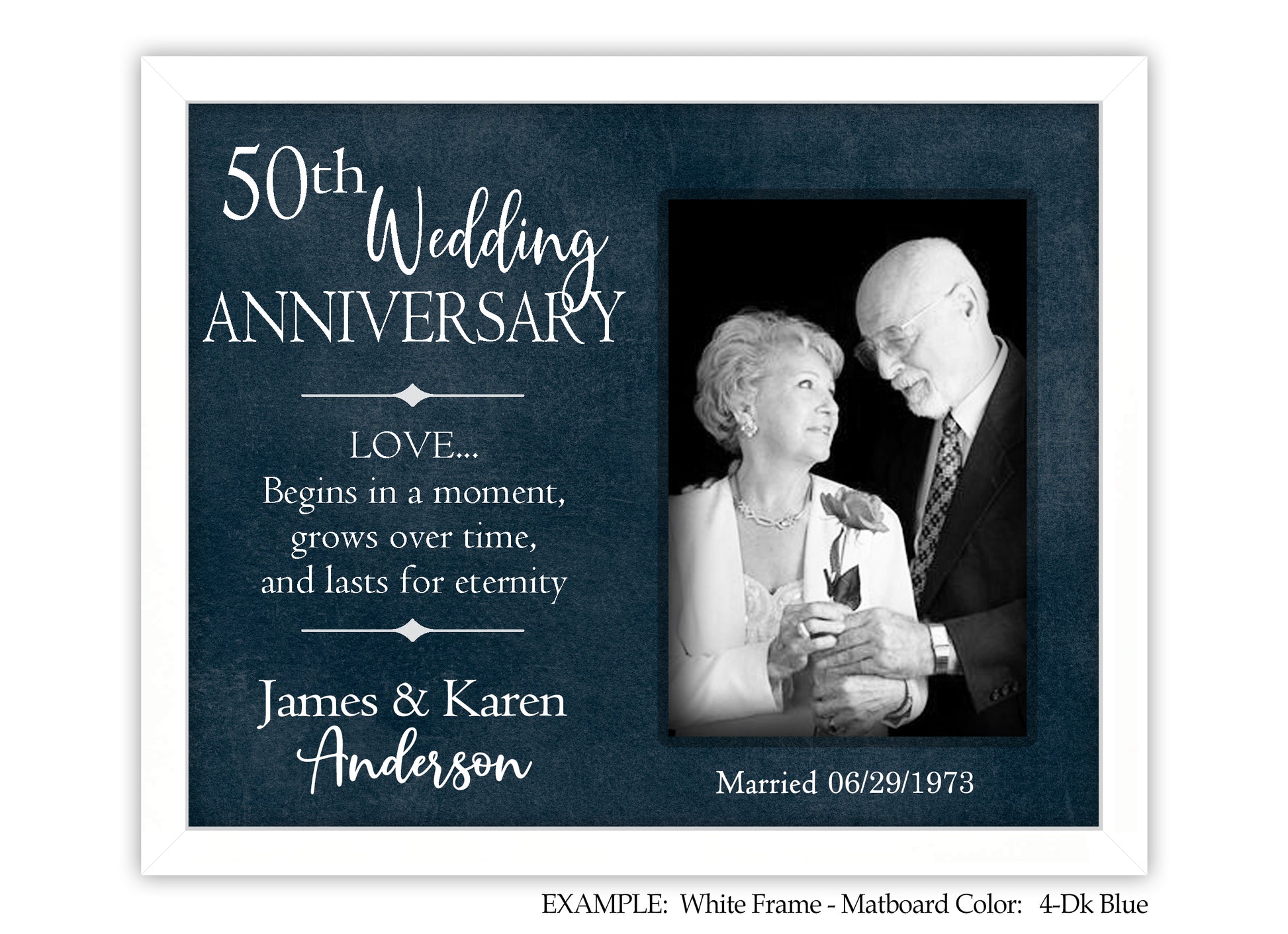 Personalized 50th Wedding Anniversary Frame, 25th, 40th, 8x10 Picture Frame MatboardMemories   