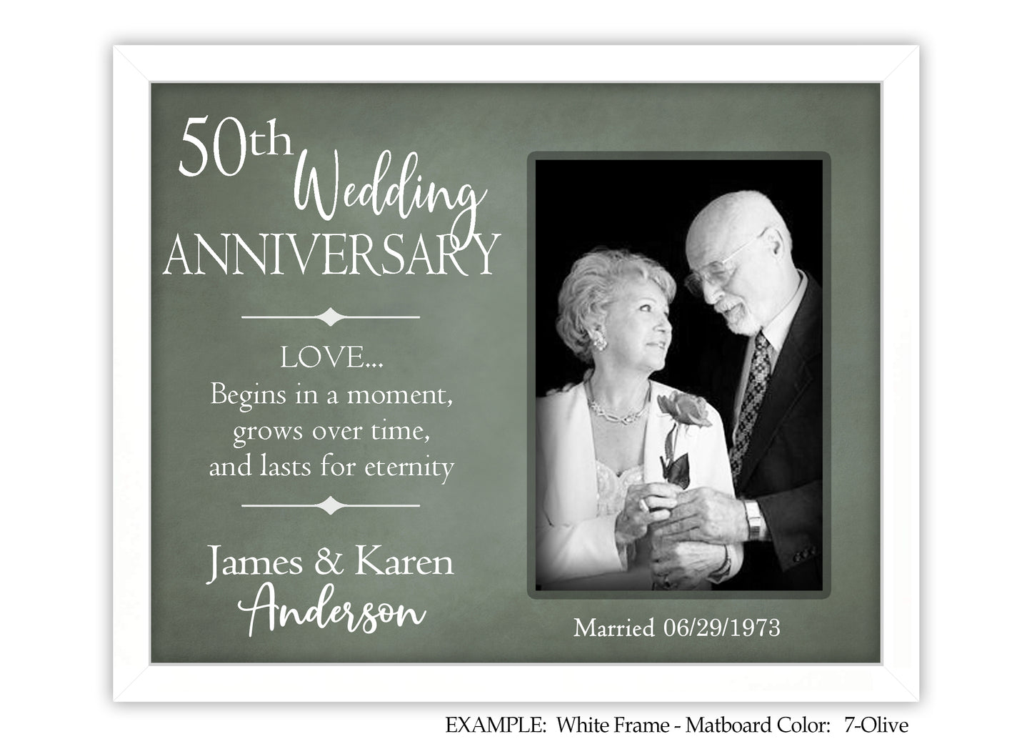 Personalized 50th Wedding Anniversary Frame, 25th, 40th, 8x10 Picture Frame MatboardMemories   