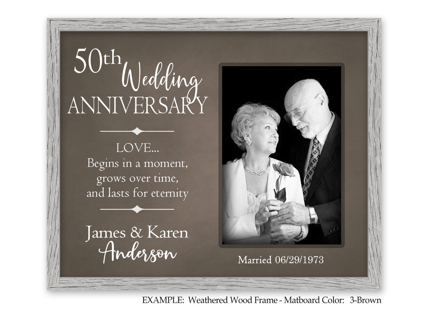 Personalized 50th Wedding Anniversary Frame, 25th, 40th, 8x10 Picture Frame MatboardMemories   