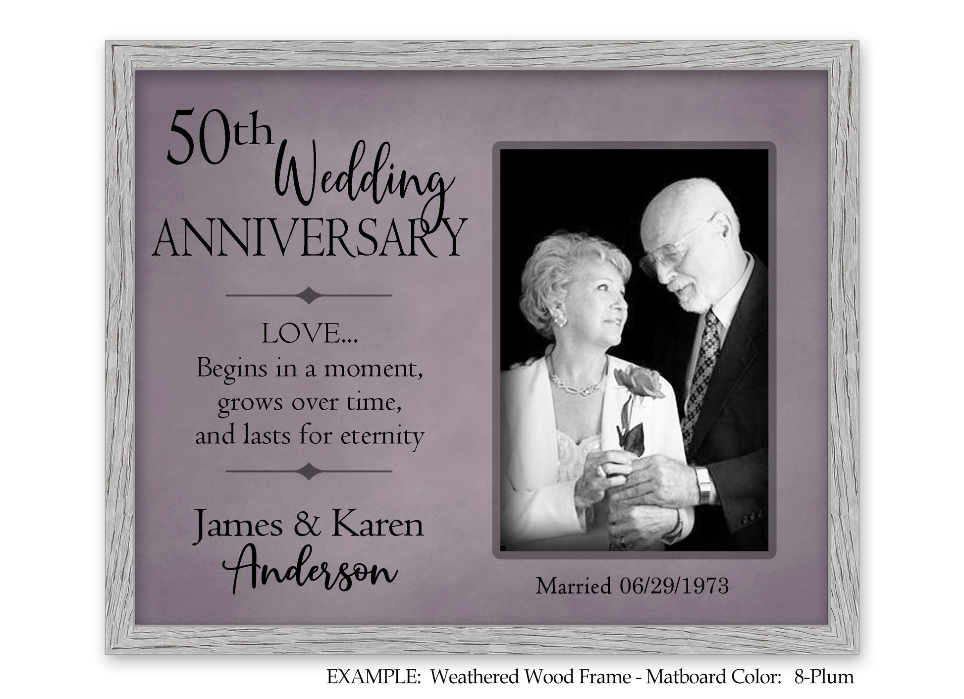 Personalized 50th Wedding Anniversary Frame, 25th, 40th, 8x10 Picture Frame MatboardMemories   