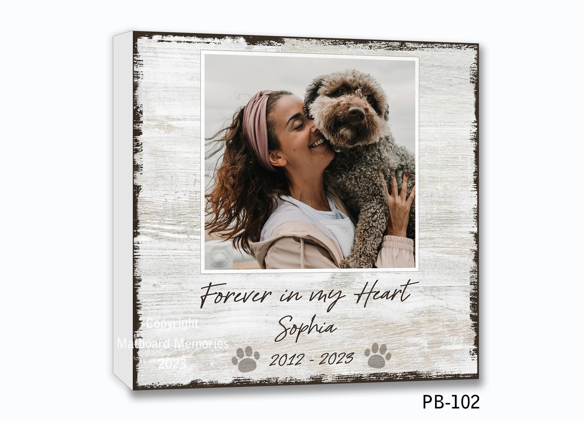 Personalized Pet Loss Photo Block for Dog or Cat Picture Frame MatboardMemories   