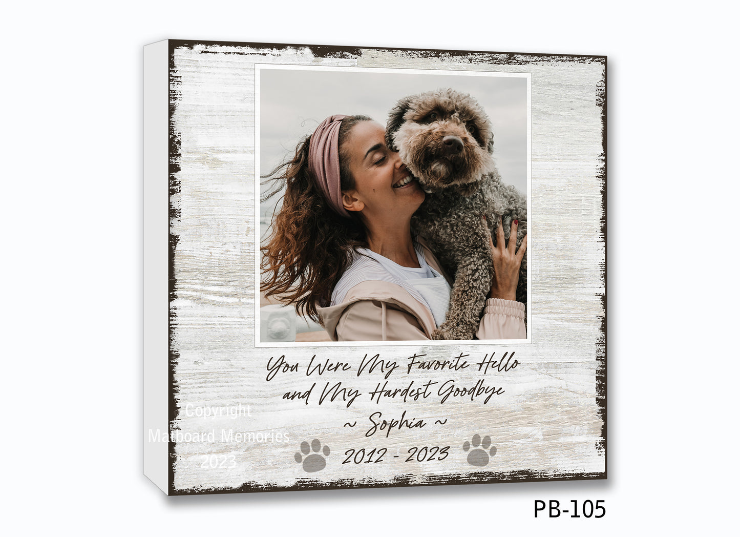 Personalized Pet Loss Photo Block for Dog or Cat Picture Frame MatboardMemories   