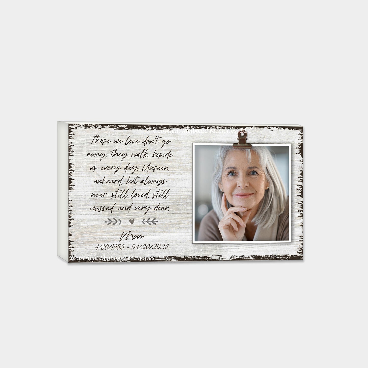 Bereavement Photo Block for Loss of Loved One, Personalized Memorial Gift Picture Frame MatboardMemories 5.5"x9.5" + 1 Photo  