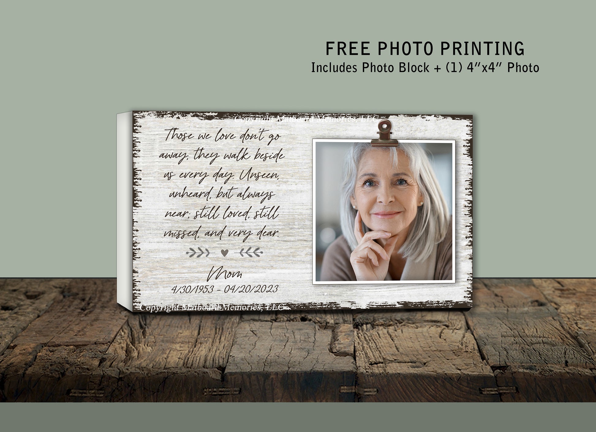 Bereavement Photo Block for Loss of Loved One, Personalized Memorial Gift Picture Frame MatboardMemories   