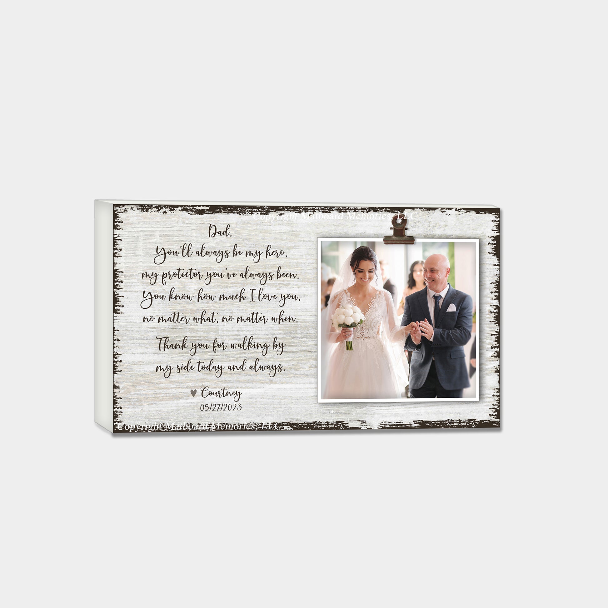 Personalized Father of the Bride Custom Photo Block, 5.5" x 9.5" Picture Frame MatboardMemories 5.5"x9.5" + 1 Photo  