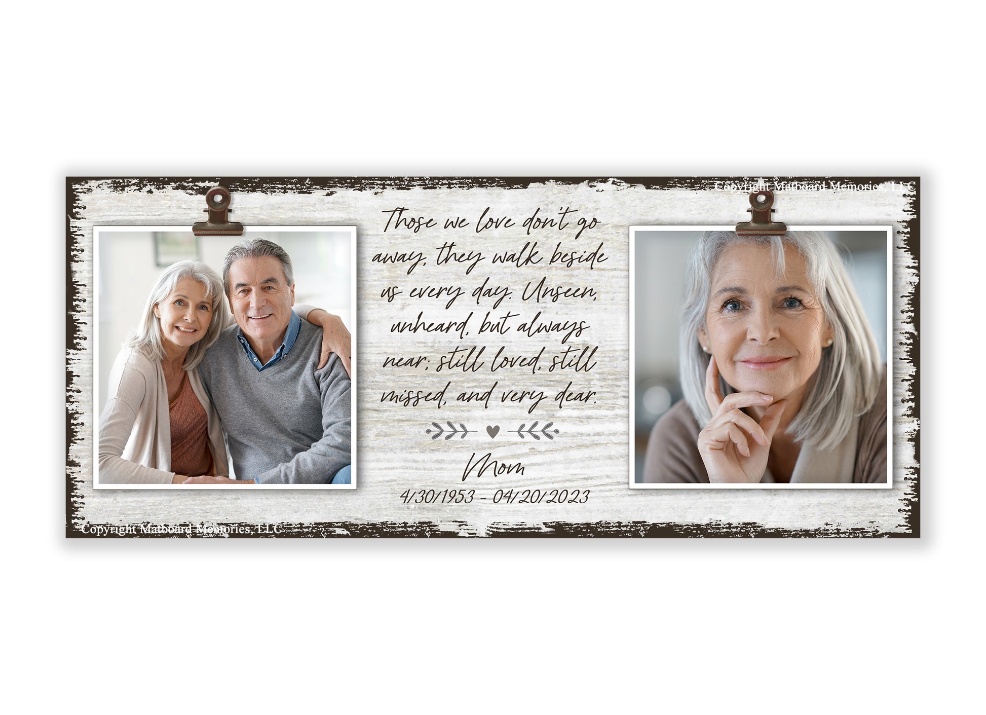 Memorial Gift for Loss of Loved One, Personalized Bereavement Photo Block with Photos PB-300 Picture Frame MatboardMemories 5.5" x 13" + 2 Photos  