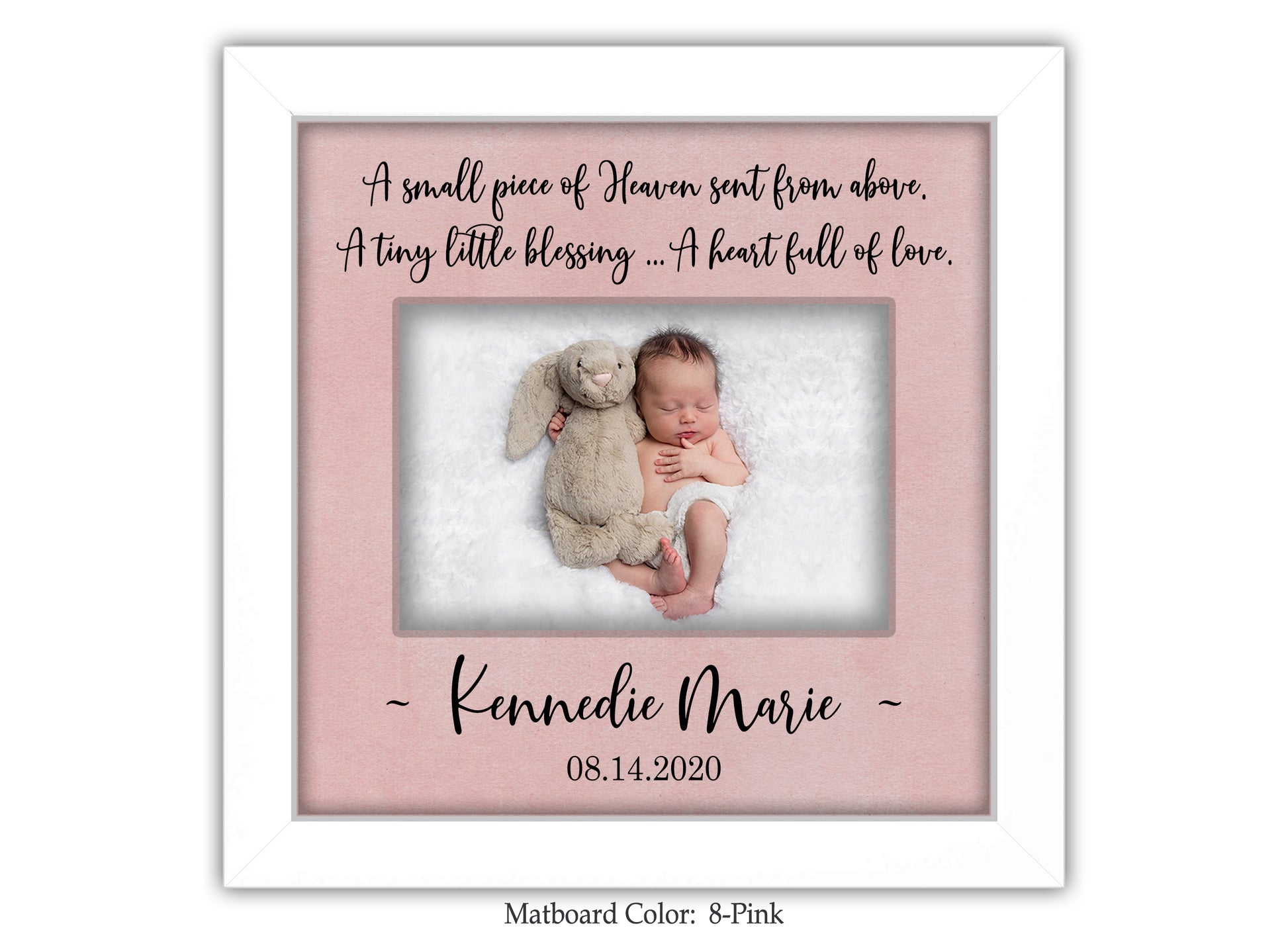 Baptism Gifts for Boys and Girls.  Personalized Newborn Baby Picture Frame, 8x8 Picture Frame MatboardMemories   