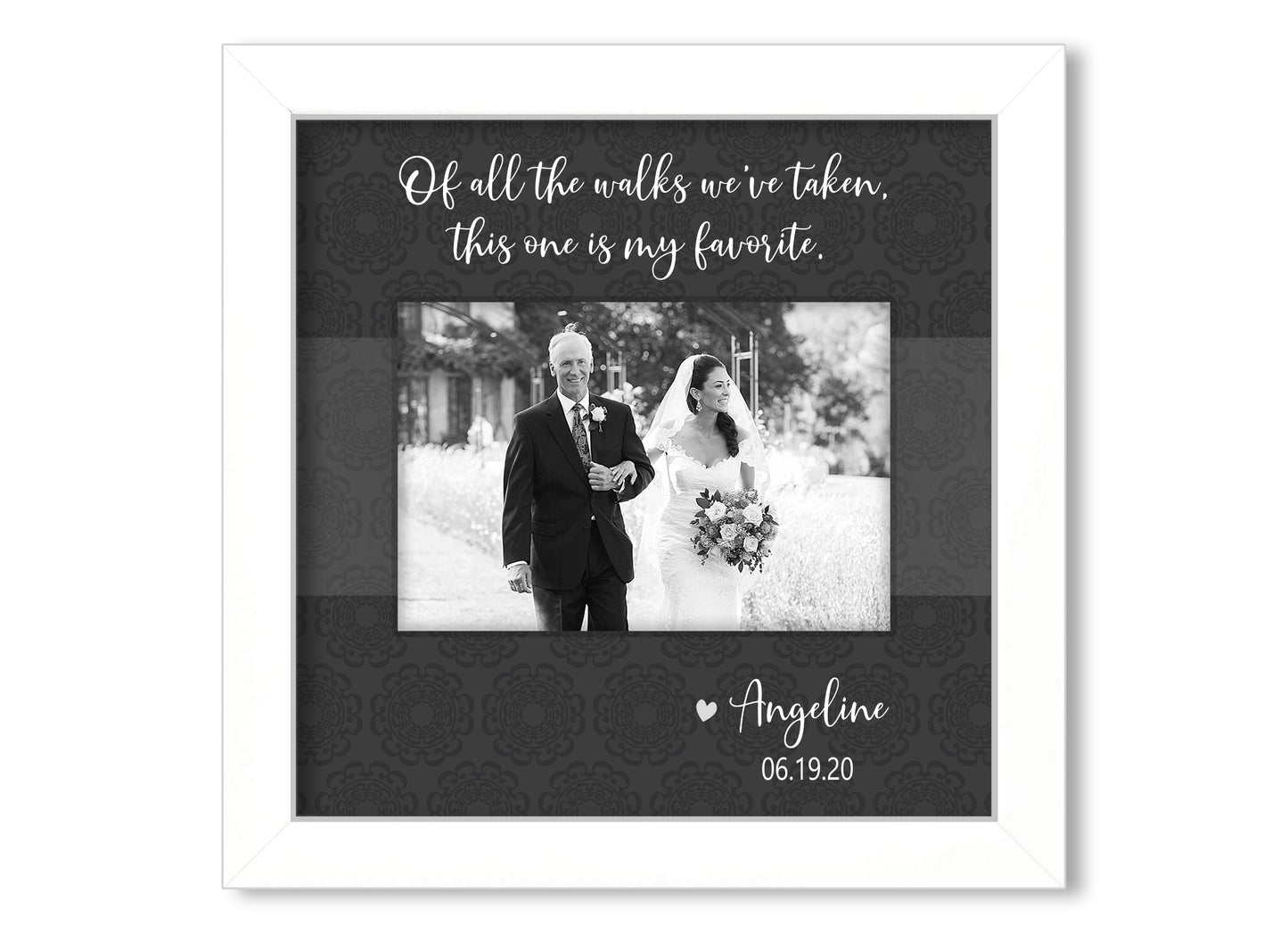 Of all the Walks We've Taken Personalized Picture Frame, Father of the Bride Gift, 8x8 Picture Frame MatboardMemories White Frame - Black/Gray Stripe $27.95  