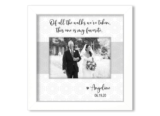 Of all the Walks We've Taken Personalized Picture Frame, Father of the Bride Gift, 8x8 Picture Frame MatboardMemories White Frame - White/Gray Stripe $27.95  