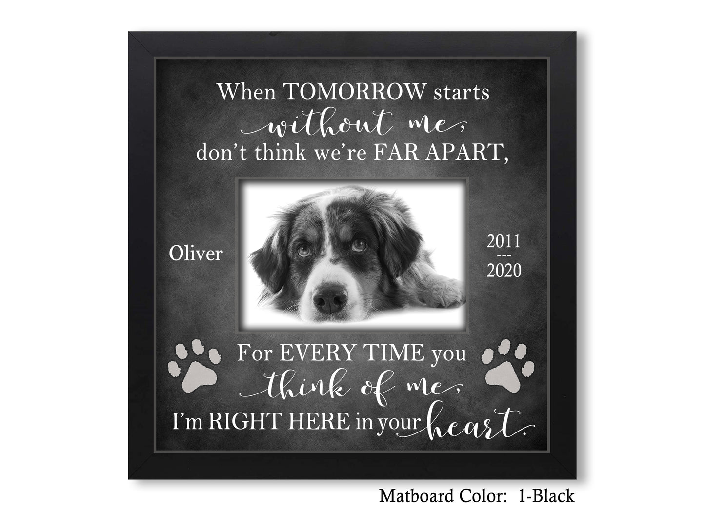 Pet Memorial Picture Frame, 10x10 Picture Frame Matboard Memories   