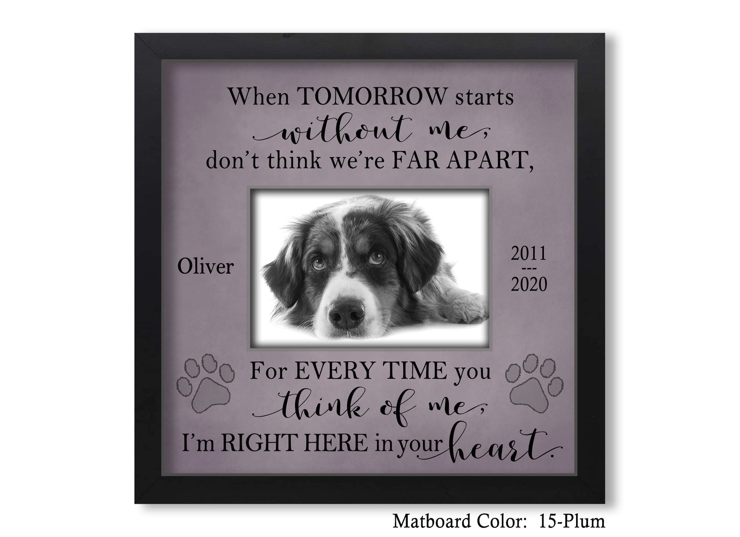 Pet Memorial Picture Frame, 10x10 Picture Frame Matboard Memories   