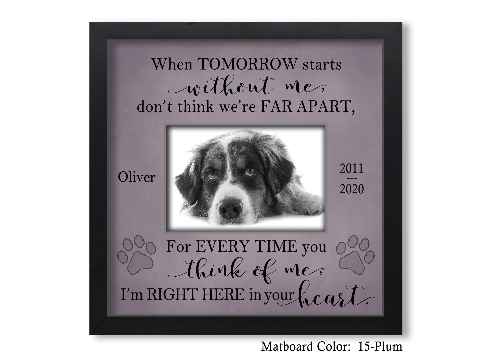 Pet Memorial Picture Frame, 10x10 Picture Frame Matboard Memories   