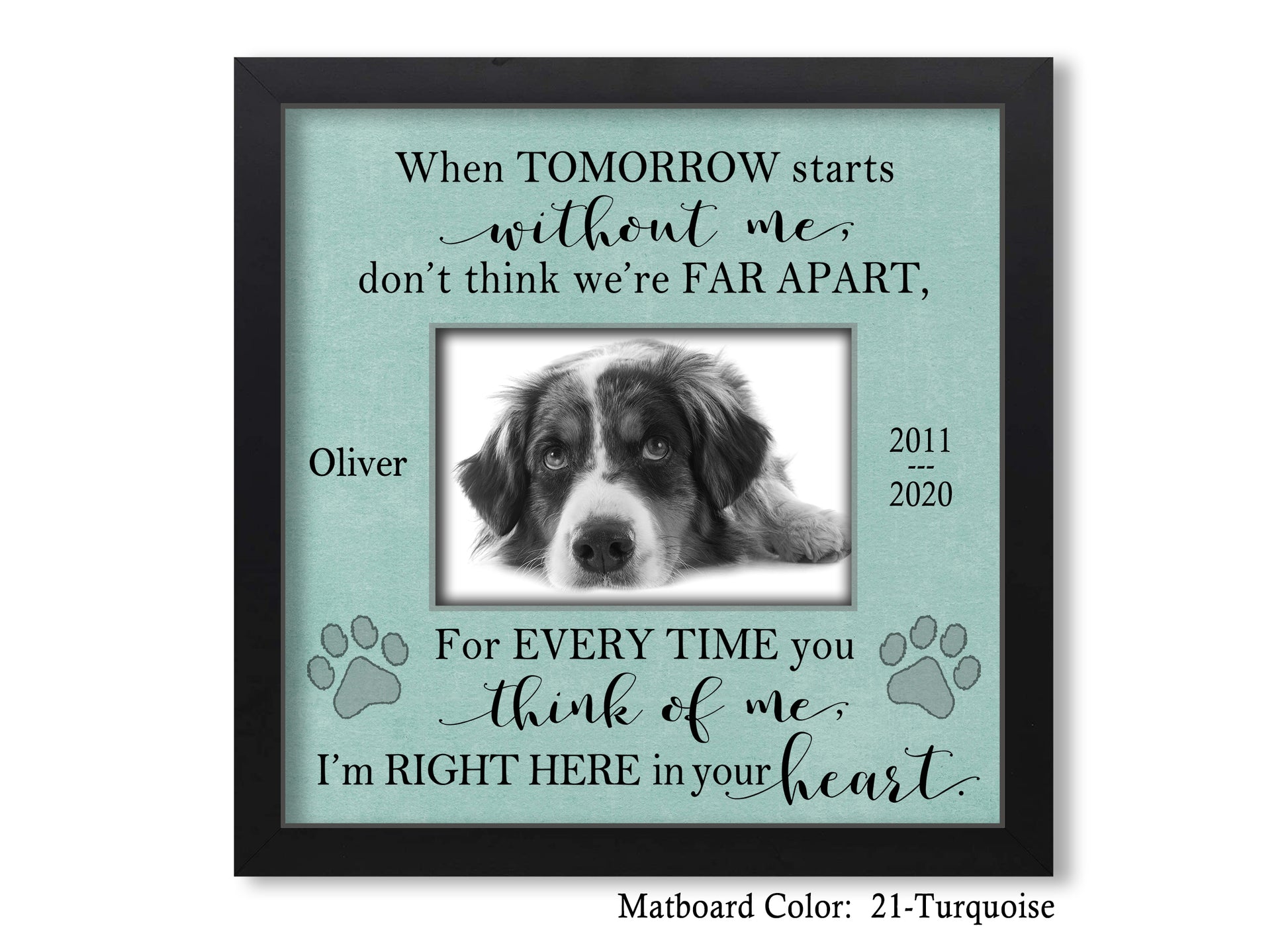 Pet Memorial Picture Frame, 10x10 Picture Frame Matboard Memories   