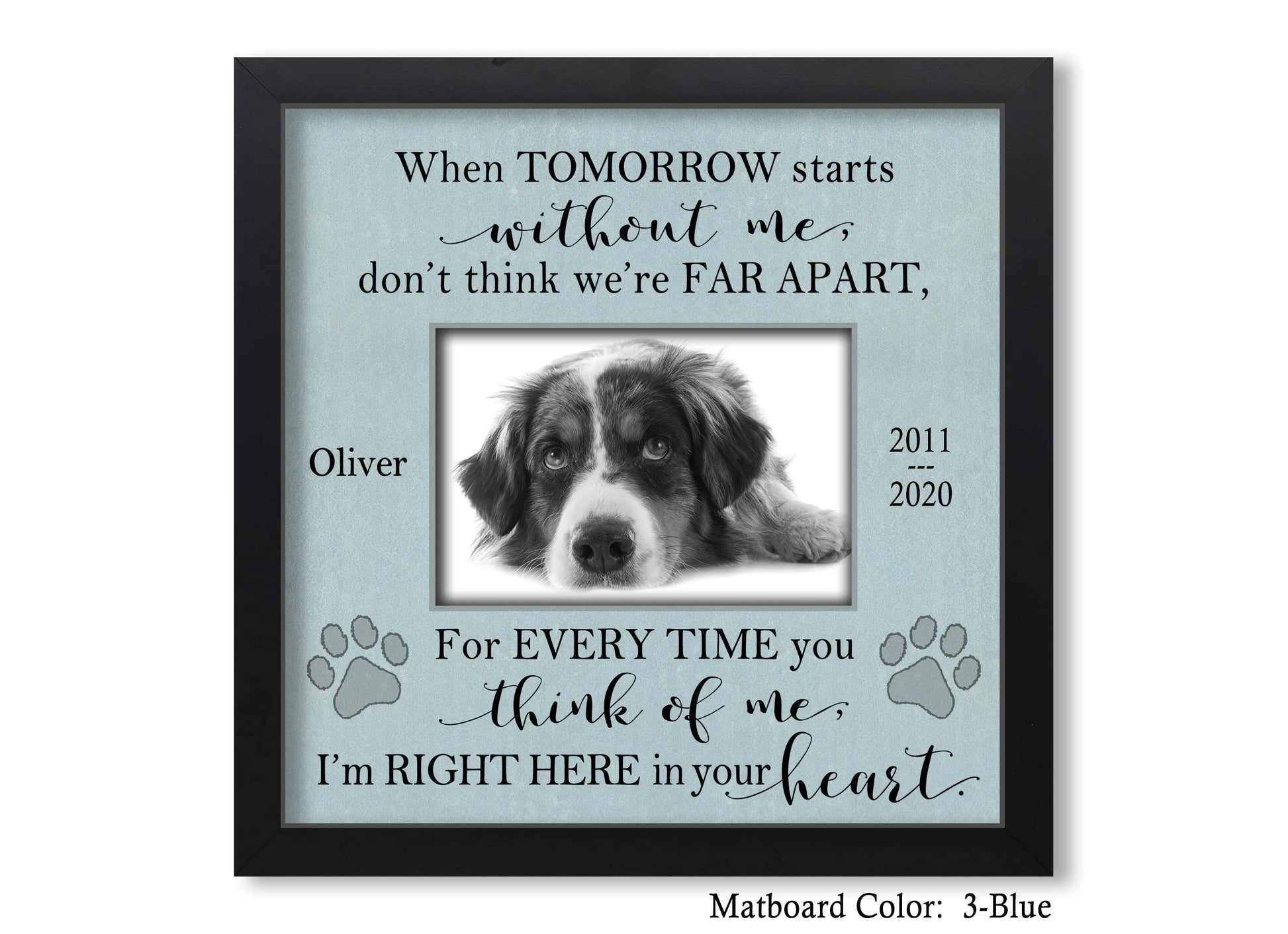 Pet Memorial Picture Frame, 10x10 Picture Frame Matboard Memories   