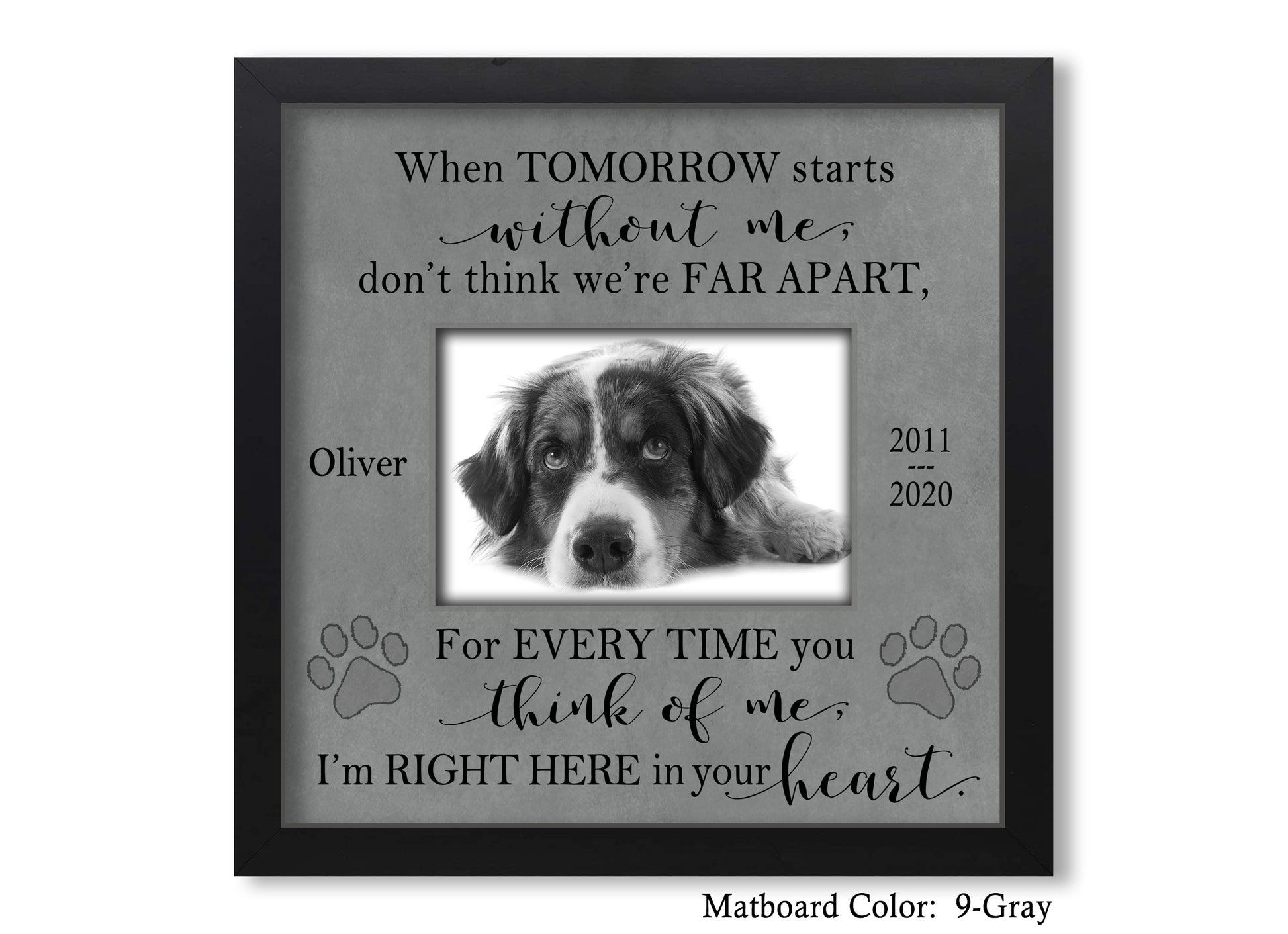 Pet Memorial Picture Frame, 10x10 Picture Frame Matboard Memories   