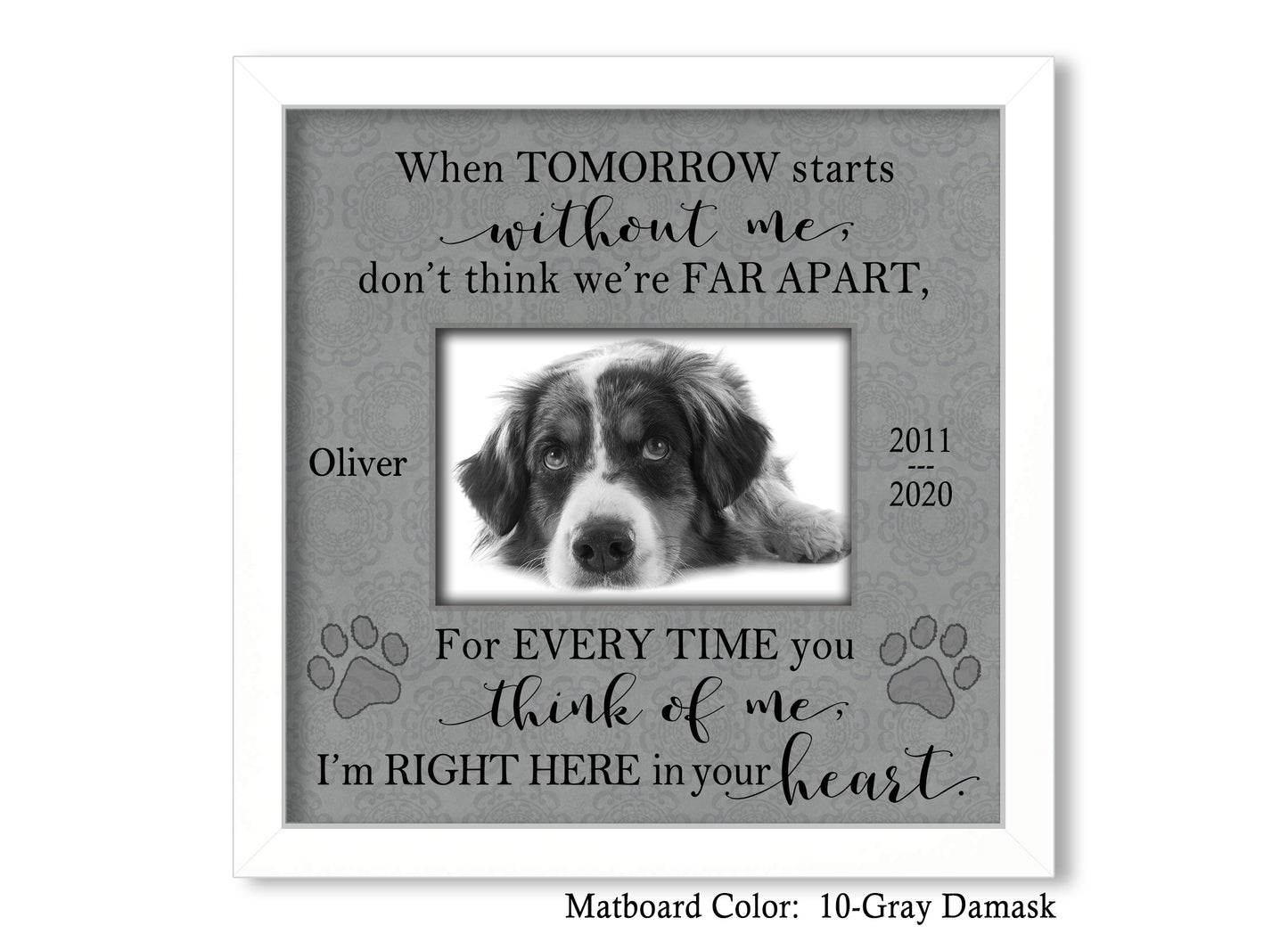 Pet Memorial Picture Frame, 10x10 Picture Frame Matboard Memories   