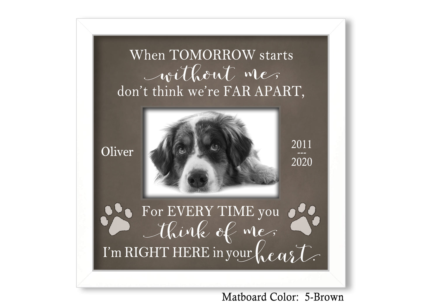 Pet Memorial Picture Frame, 10x10 Picture Frame Matboard Memories   