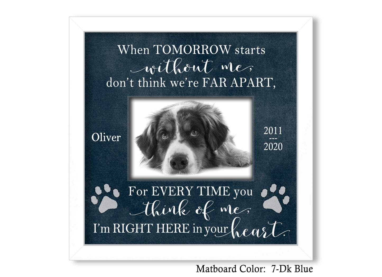 Pet Memorial Picture Frame, 10x10 Picture Frame Matboard Memories   