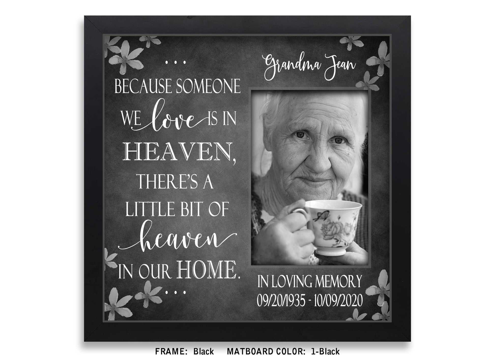 Because Someone We Love Is in Heaven Personalized Bereavement Gifts, 10x10 Picture Frame MatboardMemories   