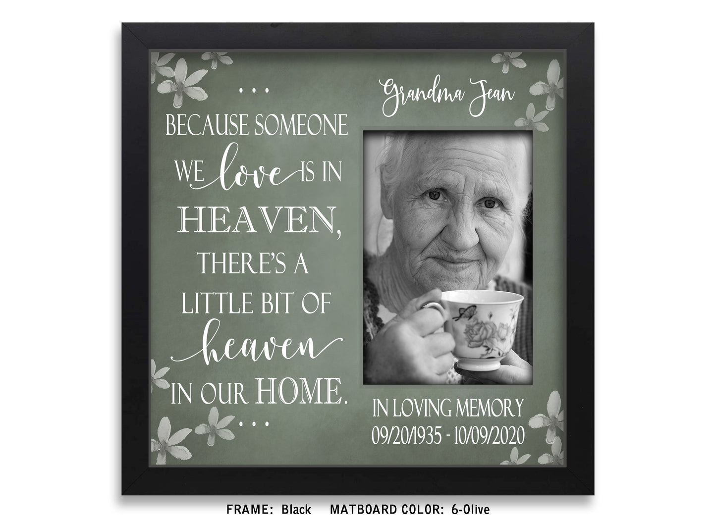 Because Someone We Love Is in Heaven Personalized Bereavement Gifts, 10x10 Picture Frame MatboardMemories   